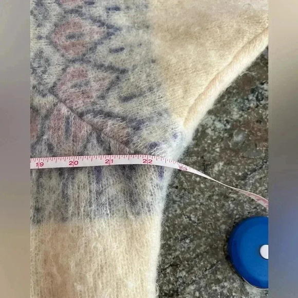 100% Wool Fair Isle Zip Up Jacket Made in Iceland Neutral Shrunk ☹️ Sz S-M - Picture 9 of 12